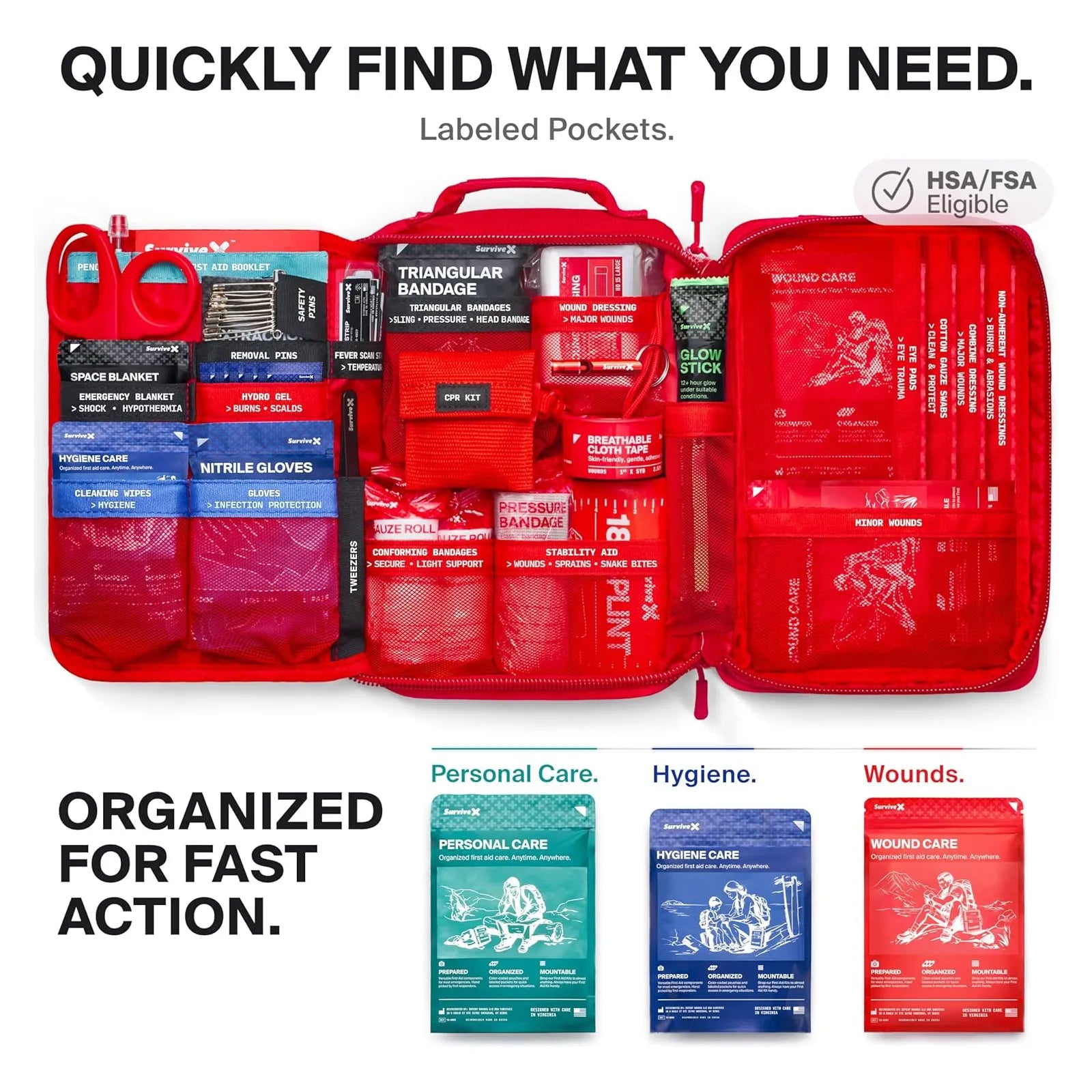 Survive Comprehensive Large First Aid Emergency Kit - Ideal for Cars, Camping, Outdoors